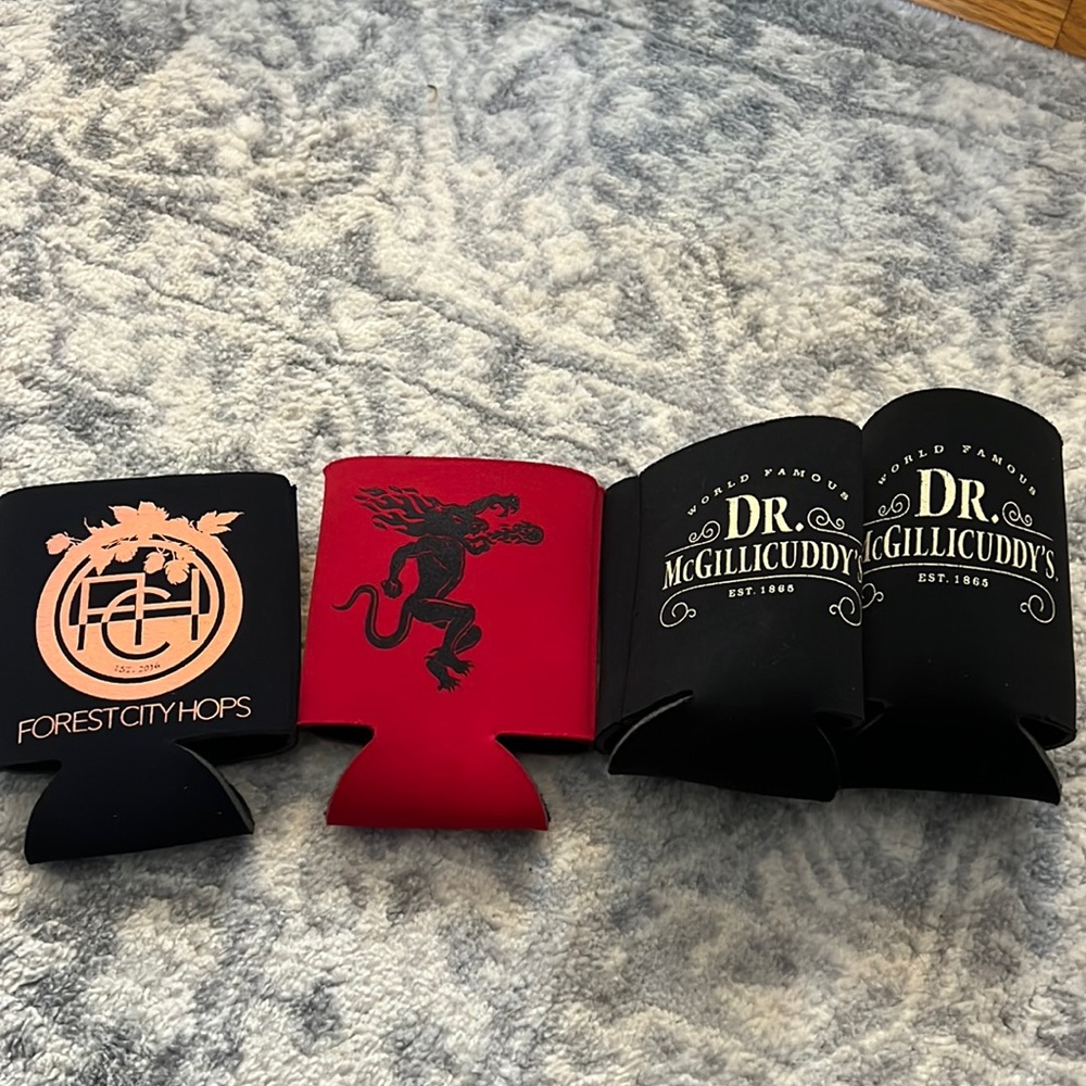 FREE w/$10 purchase Fireball, Dr. McGillicuddy’s & Forest City Hops Can Coozies